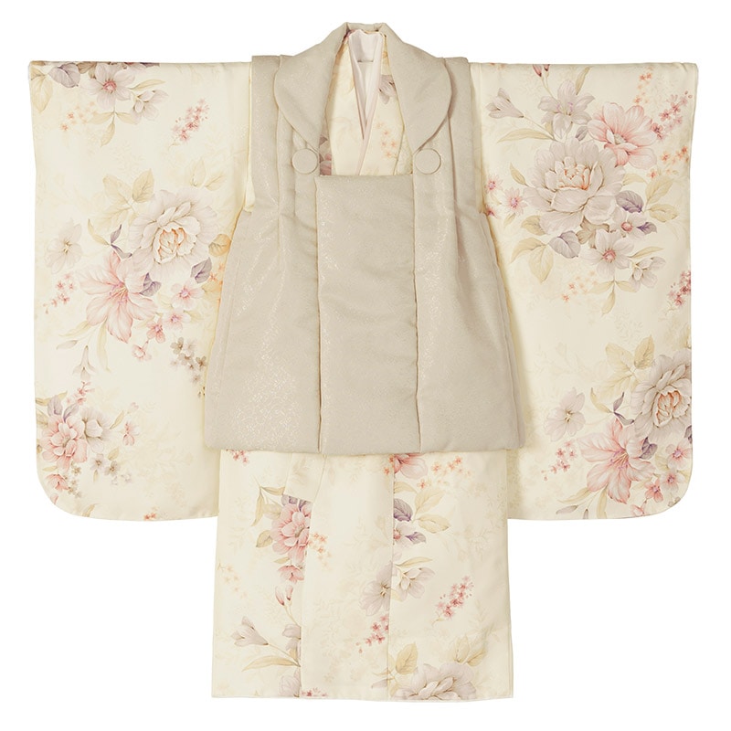 女の子被布セット ポリ クリーム・ベージュ 3才 中国製