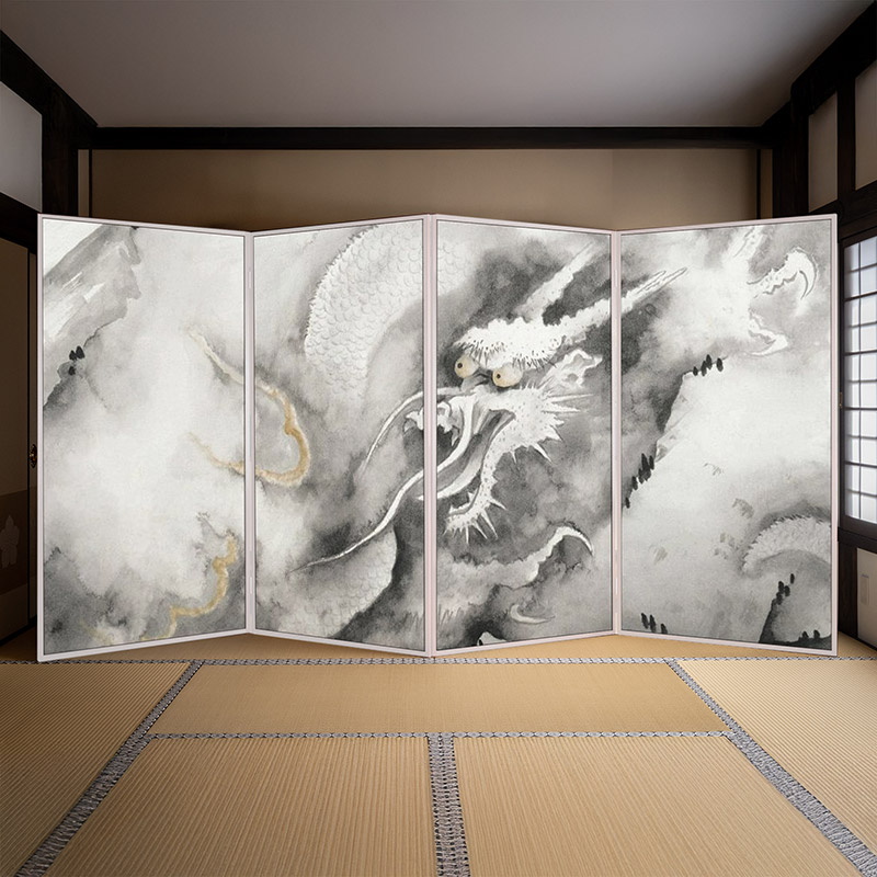 屏風 横山大観/龍興而致雲 二曲一双 高さ185cm×幅約300cm FU【メーカー直送 納期約1ヵ月・返品不可】