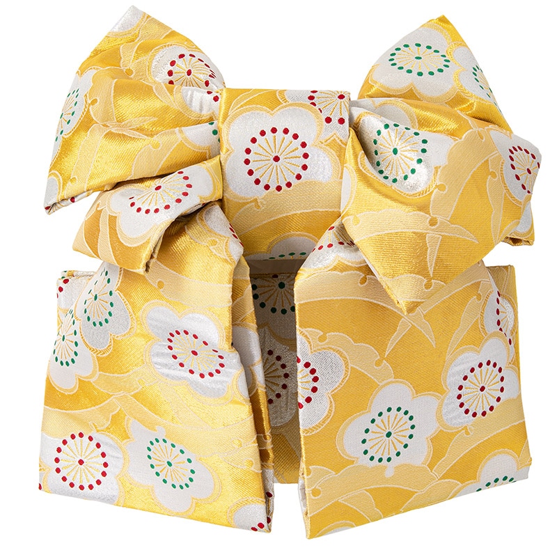 女の子結び帯 金 梅に雪輪つゆしば 大 胴帯面ファスナー