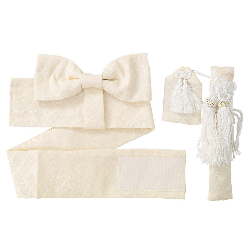 男の子小物3点セット 簡易角帯･懐剣･お守り クリーム