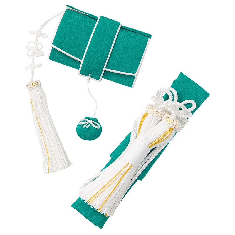 婚礼花嫁 箱迫二点セット ポリ ちりめん 藍緑【納期約1ヵ月・返品不可】