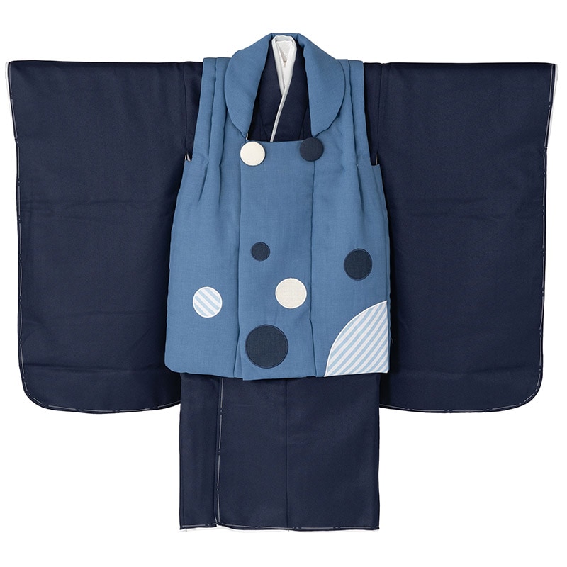 男の子被布セット ポリ 紺・水色 3才 中国製