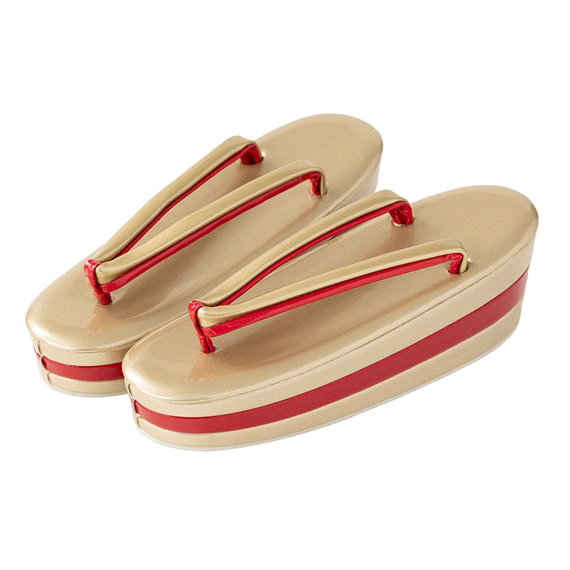 草履単品 厚底三段 金/赤II H7cm 中国製
