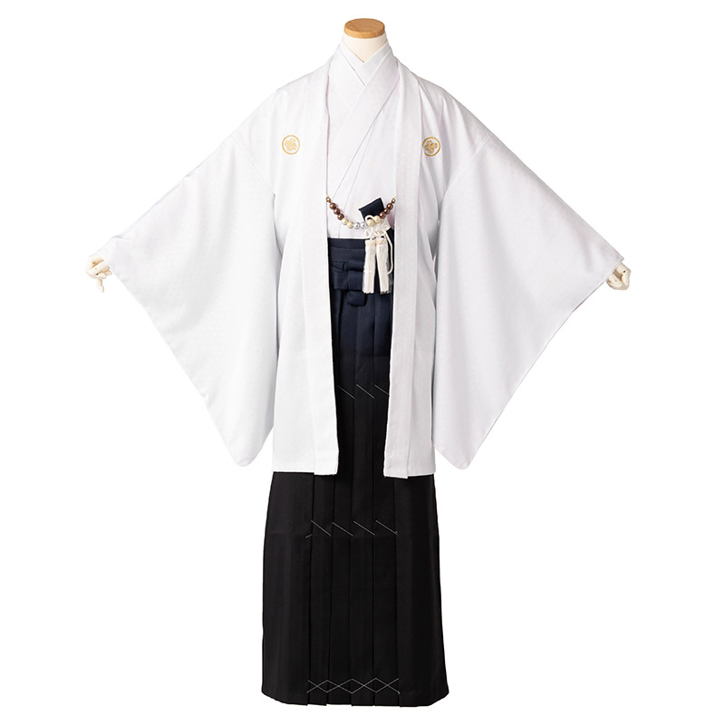 ジュニア男羽織袴セット ポリ 白 13才 85cm 中国製