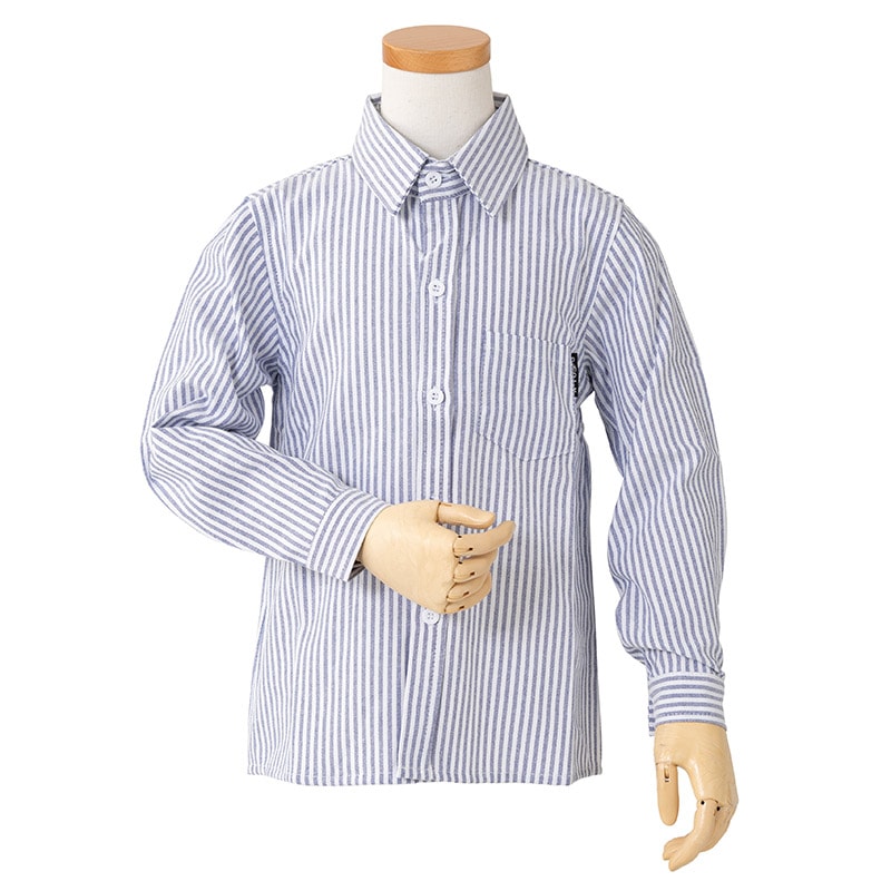 男の子カッターシャツ ブルー ストライプ 110cm 中国製