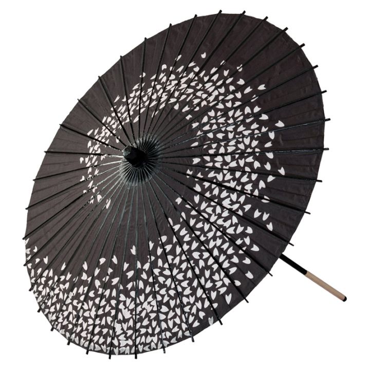 紙傘 黒 桜渦 直径78×80cm 継ぎ金具有 中国製