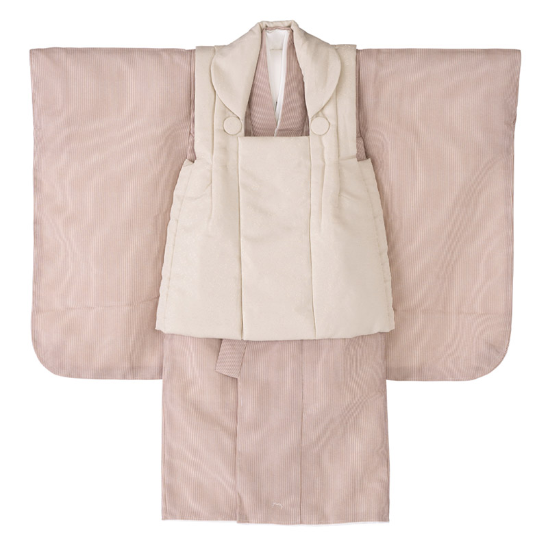 男の子被布セット ポリ 茶縞・ベージュ 3才 中国製