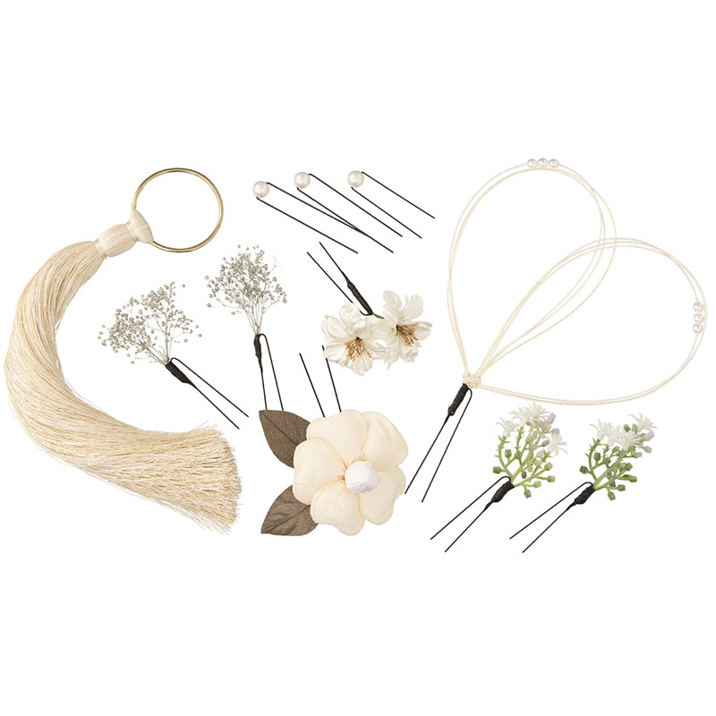 髪飾り 白 椿アンティークセット 11本組