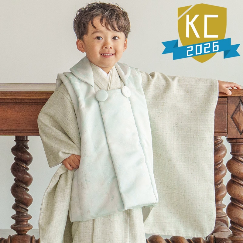 男の子被布セット ポリ ライトグリーン・薄浅葱 中国製
