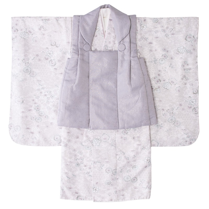 女の子被布セット ポリ グレー・薄紫 3才 中国製