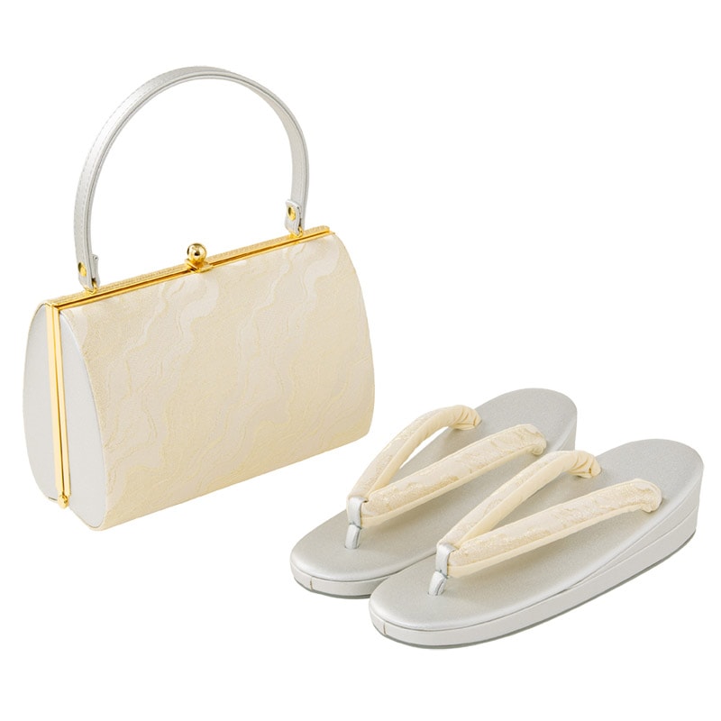 草履バッグセット 留袖用 銀 樹皮柄