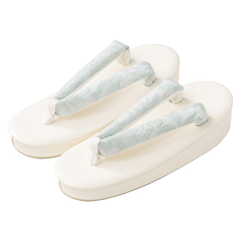 女の子草履 白/水色 ラメ入り中国製