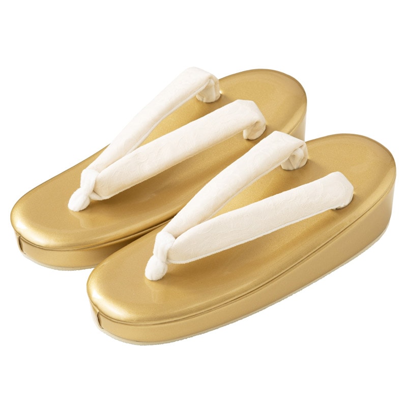 女の子草履 金/クリーム ダマスク調 中国製