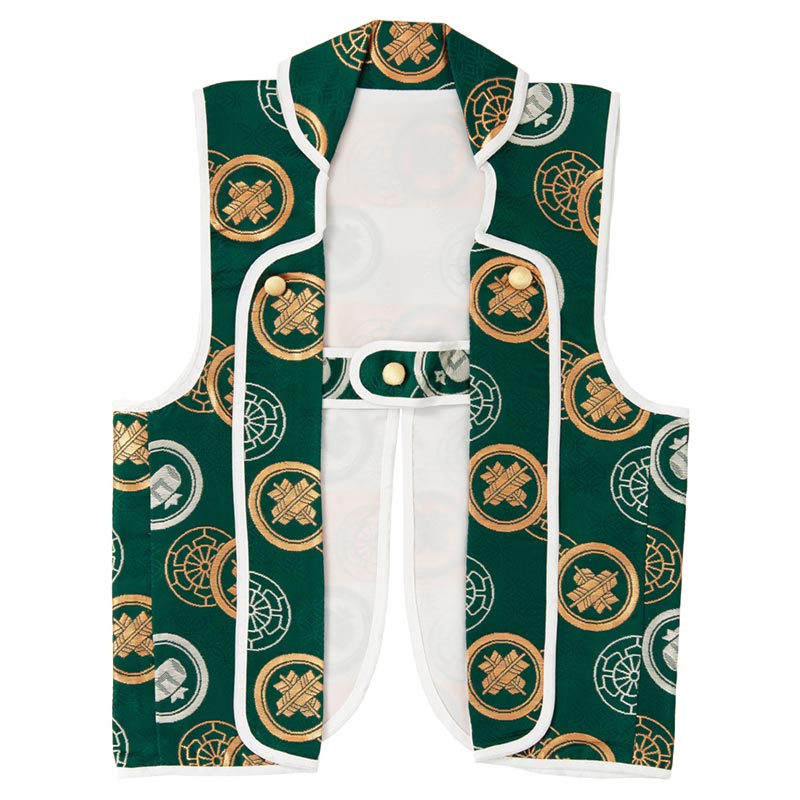 男の子陣羽織 深緑 丸紋 3才