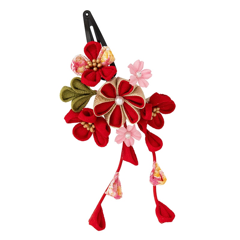 髪飾り 深紅 梅 スリーピン