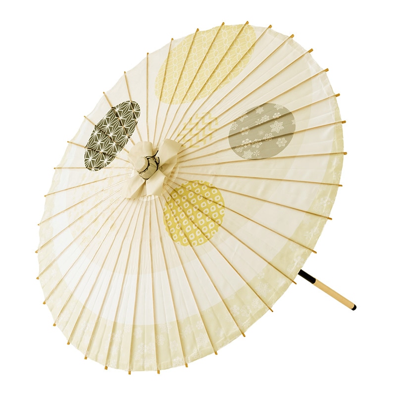 布和傘 ポリ ベージュ 月と輪 直径約70×75cm 継ぎ金具有 中国製