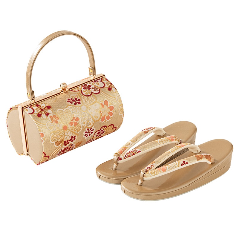 草履バッグセット 振袖用 佐賀錦 金 大桜 中国製