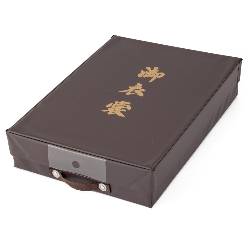 衣裳箱 ビニール 芯ベニヤ板 紐付 12×44×64cm 茶 国産