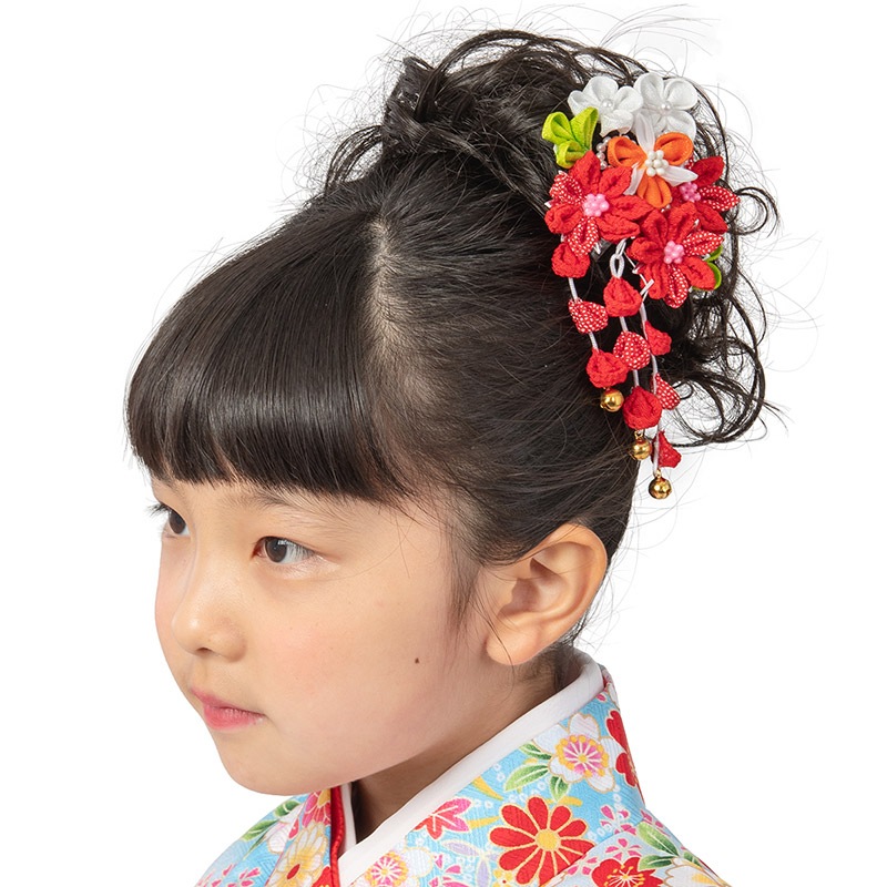 髪飾り 赤 剣花