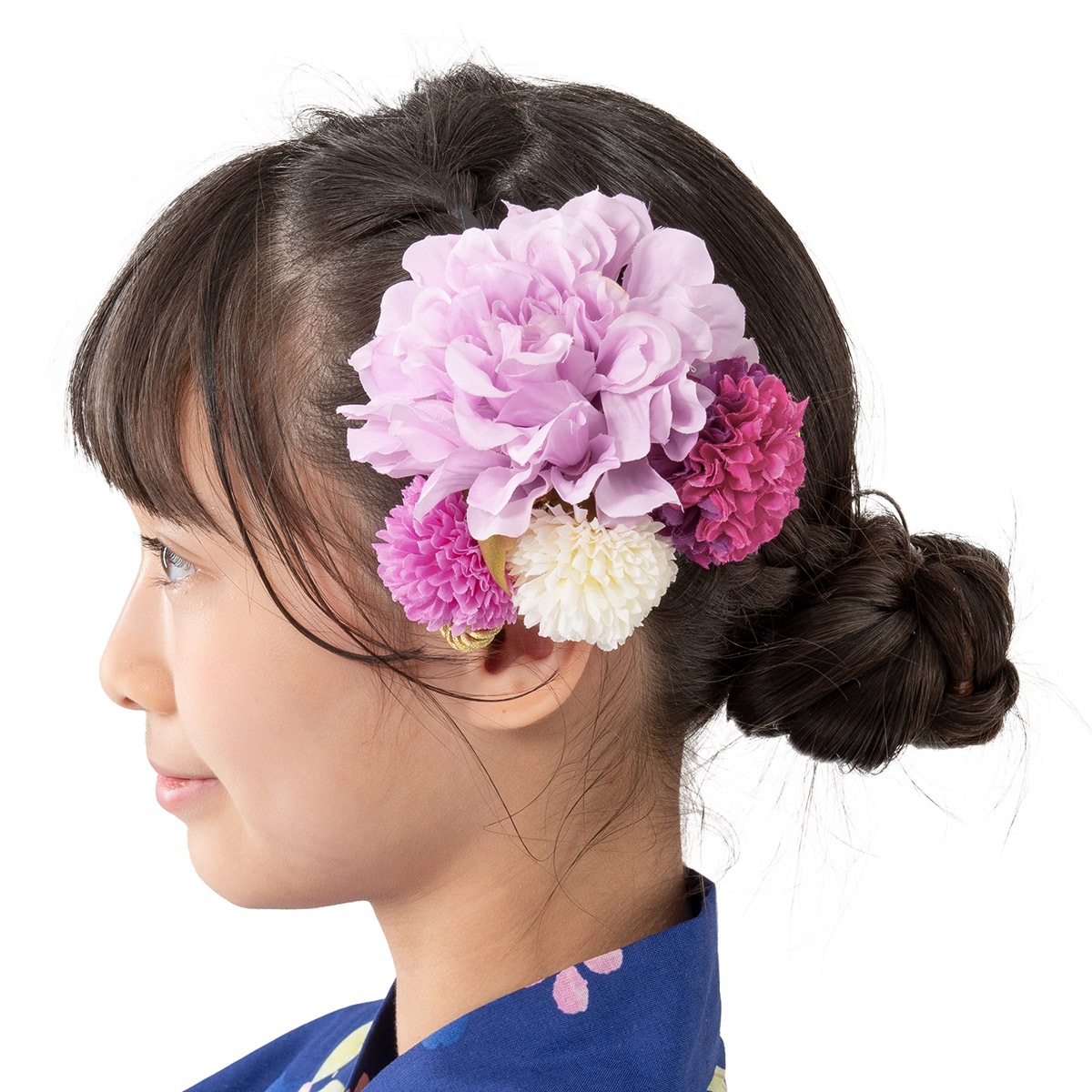 髪飾り くすみフラワーとマム 中国製