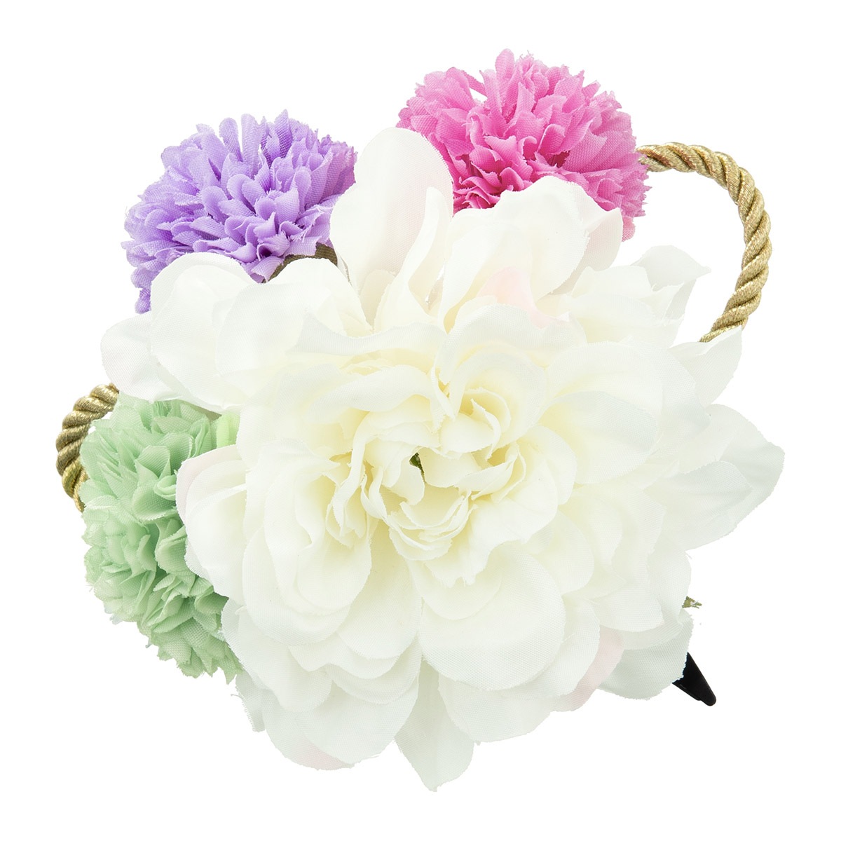 髪飾り くすみフラワーとマム 中国製