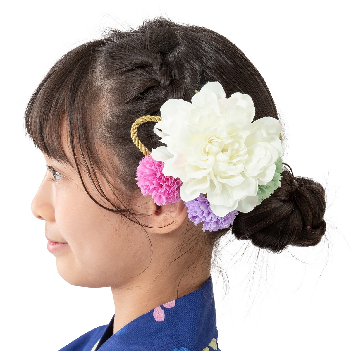 髪飾り くすみフラワーとマム 中国製