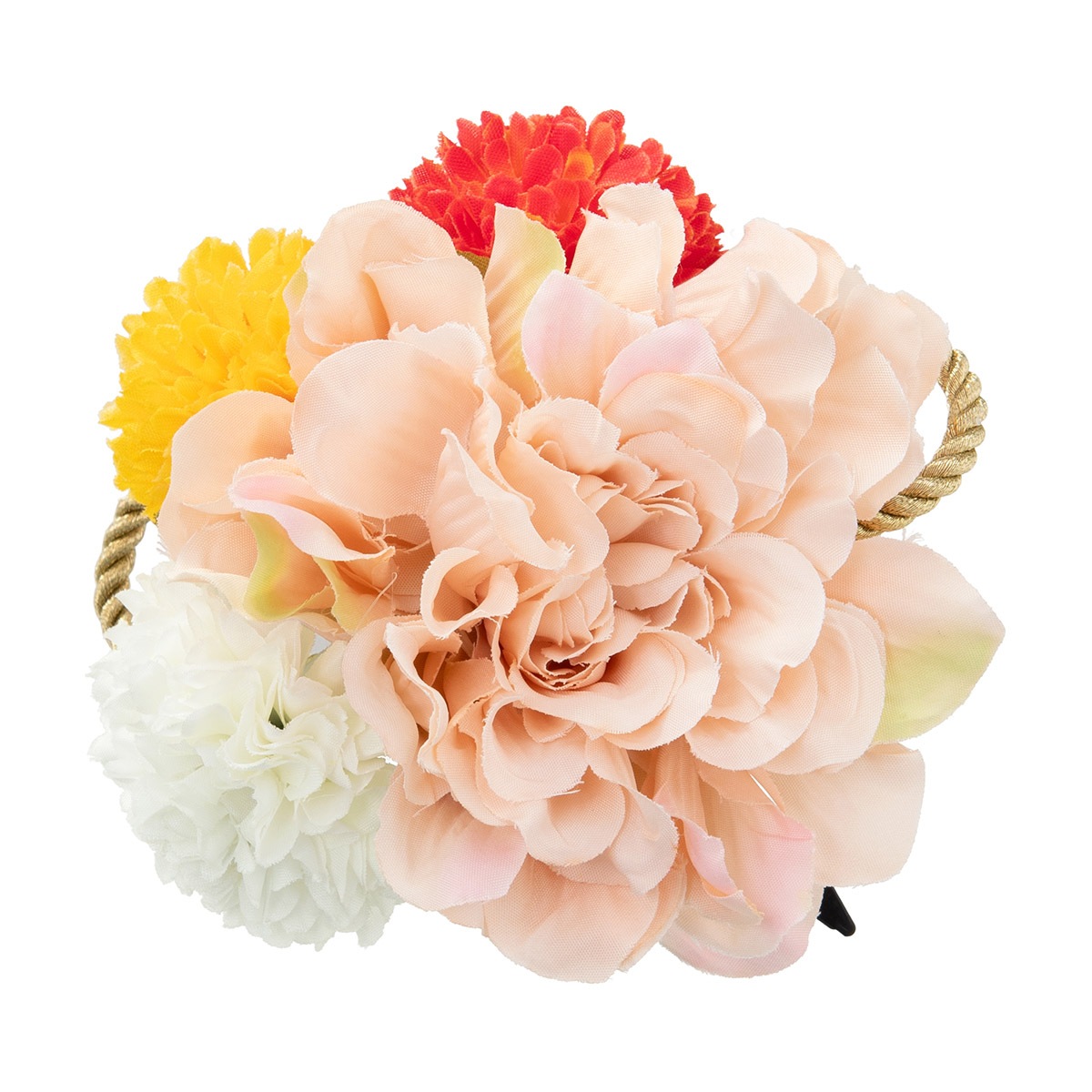 髪飾り くすみフラワーとマム 中国製