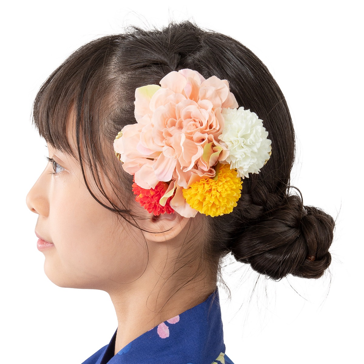 髪飾り くすみフラワーとマム 中国製