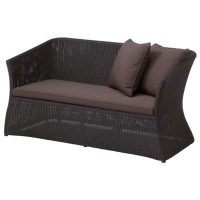 ガーデンソファー 人工ラタン 椅子 ダブルソファー クッション付き ガーデンファニチャー ガーデンチェアー 屋外用 Loom garden 庭座 幅1360ｘ奥行660ｘ高さ670mm 完成品 ダーク