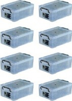 収納ボックス 収納ケース フタ付き プラスチック製 タグボックス04 透明（クリア） 約幅355×奥行524×高さ186mm お買い得8台セット プレート付