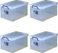 収納ボックス 収納ケース フタ付き プラスチック製 タグボックス07 透明（クリア） 約幅437×奥行632×高さ327mm お買い得4台セット プレート付