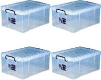 収納ボックス 収納ケース フタ付き プラスチック製 タグボックス08 透明（クリア） 約幅488×奥行685×高さ288mm お買い得4台セット プレート付