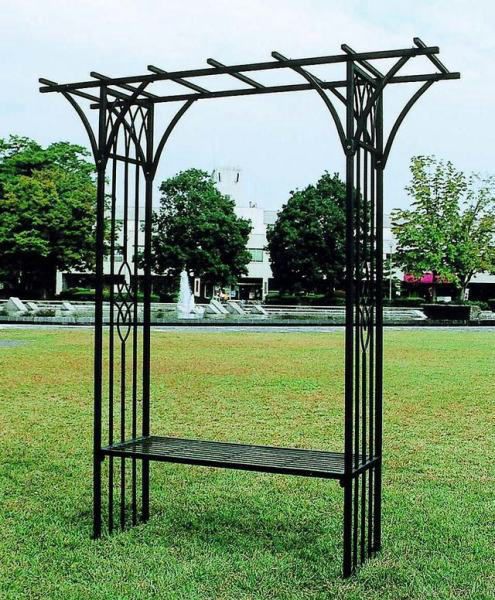 ロートアイアン ガーデンアーチ ベンチ付パーゴラ１型 バラアーチ ガーデンファニチャー 園芸用品