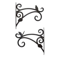 物干し 屋外 ベランダ 壁 壁掛け 物干し竿受け 物干し金物 物干金物 ロートアルミ物干し竿掛け 壁面固定式C 2本1セット 小鳥と葉っぱ diy