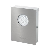 ポスト 郵便受け 壁掛け郵便ポスト デザインポスト 大型配達物対応 和の文 壁付け 窓 七宝 ヘアライン 右勝手 (T型カムロック付)