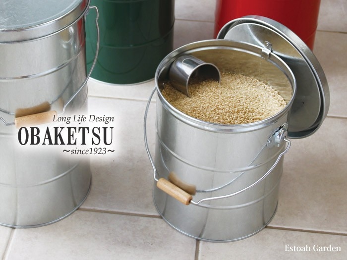 米びつ おしゃれ ライスストッカー 5kg OBAKETSU オバケツ シルバー