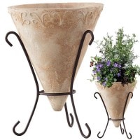 プランター 植木鉢 素焼き おしゃれ テラコッタ ベトナム製プランターコーン アンティコ アイアン付き 46×62cm