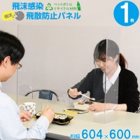 【1枚】 飛沫防止 感染防止 パーテーション 仕切り板 飛沫感染 飛散防止パネル 2mm厚 W604×H600mm 透明 ペットボトル リサイクル材料