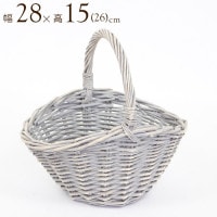 収納 かご バスケット 収納ボックス ウィロー バスケット ハンドル プチ グレー 幅28 高15(26) ワンハンドル 持ち手付き かご収納 シンプル