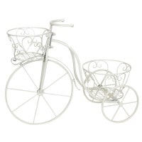 プランタースタンド プランターカバー おしゃれ アイアン 鉢入れ 三輪車 ポット2点タイプ アイアンプランター トライシクルクリーム 幅65×奥行26×高さ50cm 自転車 1台単位  鉢置き 花置き