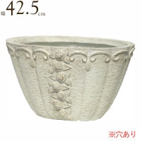 プランター 鉢 大型 おしゃれ 軽量 マグネシア ポット 円形 楕円 バラ オーバル 幅42.5×奥行26×高さ24cm 穴あり 1台単位 ガラスファイバー 石膏 レジン 穴あり 薔薇 ガーデニング 