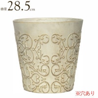 プランター 鉢 大型 おしゃれ 軽量 マグネシア ポット 円形 アラベスク ラウンド 直径28.5×高さ28cm 穴あり 1台単位 ガラスファイバー 石膏 レジン ガーデニング 園芸用品 庭 オーナメ