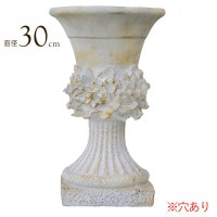 プランター 鉢 大型 おしゃれ 軽量 マグネシア ポット 円形 ユリ ラウンド 台座付 直径30×高さ49cm 穴あり 1台単位 ガラスファイバー 石膏 レジン ガーデニング 園芸用品 庭 オーナメン
