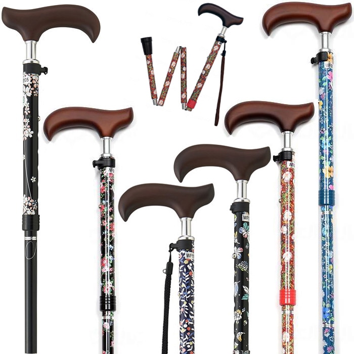 杖 折りたたみ 伸縮 軽量 女性 花柄6種類 夢ライフステッキ