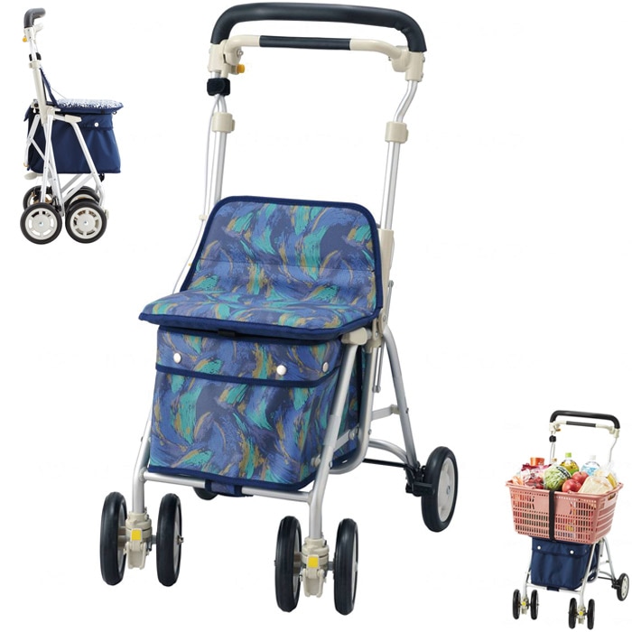 PIPIMOTO シルバーカー 簡易車椅子 ショッピンカード 軽量 濃オレンジ