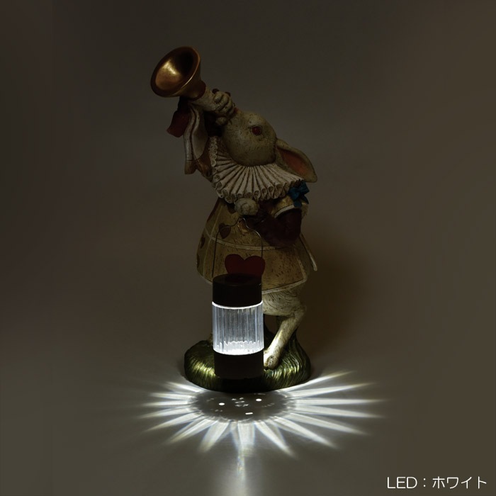 ソーラーライト 屋外 照明 ガーデンライト Led 不思議の国のアリス ソーラーオーナメント ラッパウサギ