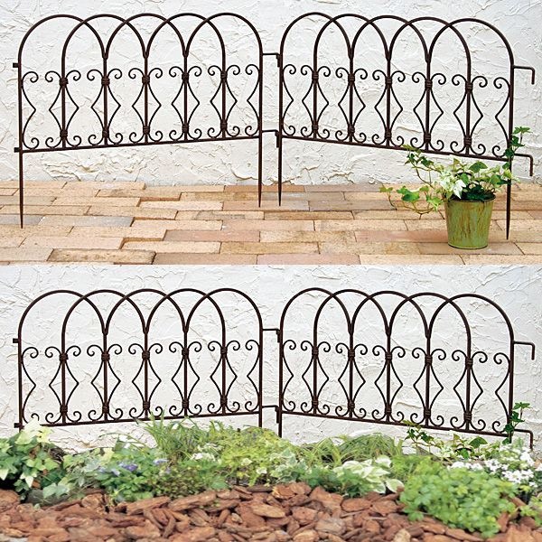 花壇 フェンス ガーデニング ミニフェンス アイアンフェンス ブラウン 単品1枚 連結可 幅60cm