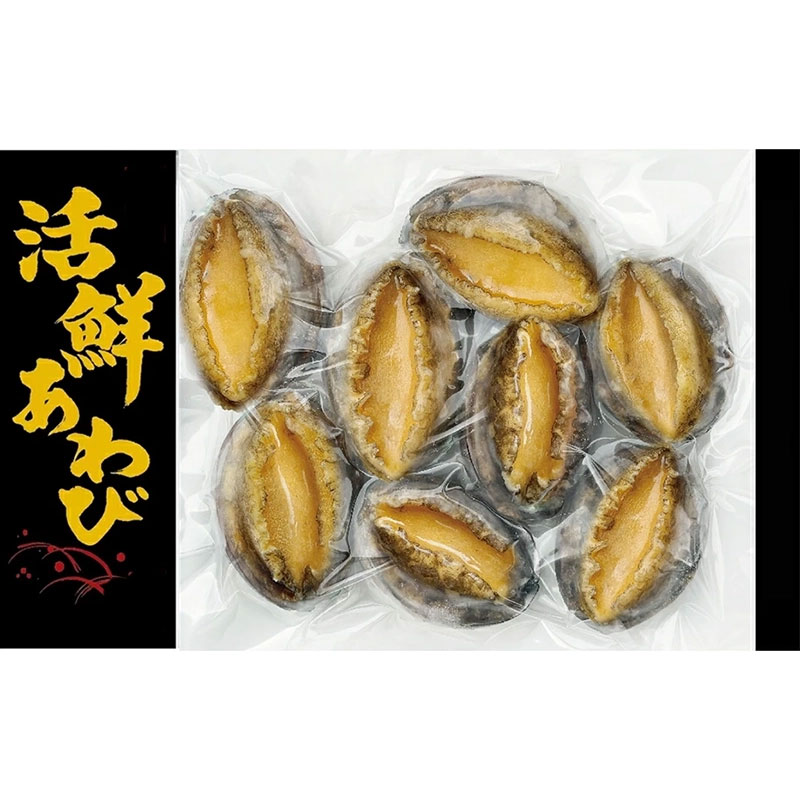 殻・肝付き　生食用冷凍あわび 8個入り500g　中（54～64g）