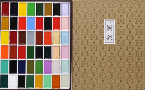 吉祥 日本画用絵具 角顔彩 上製 48色