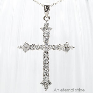 クロス ネックレス ペンダント 天然ダイヤモンド 1ct 十字架 18金 イエロー ピンク ホワイトゴールド チェーン レディース ジュエリー